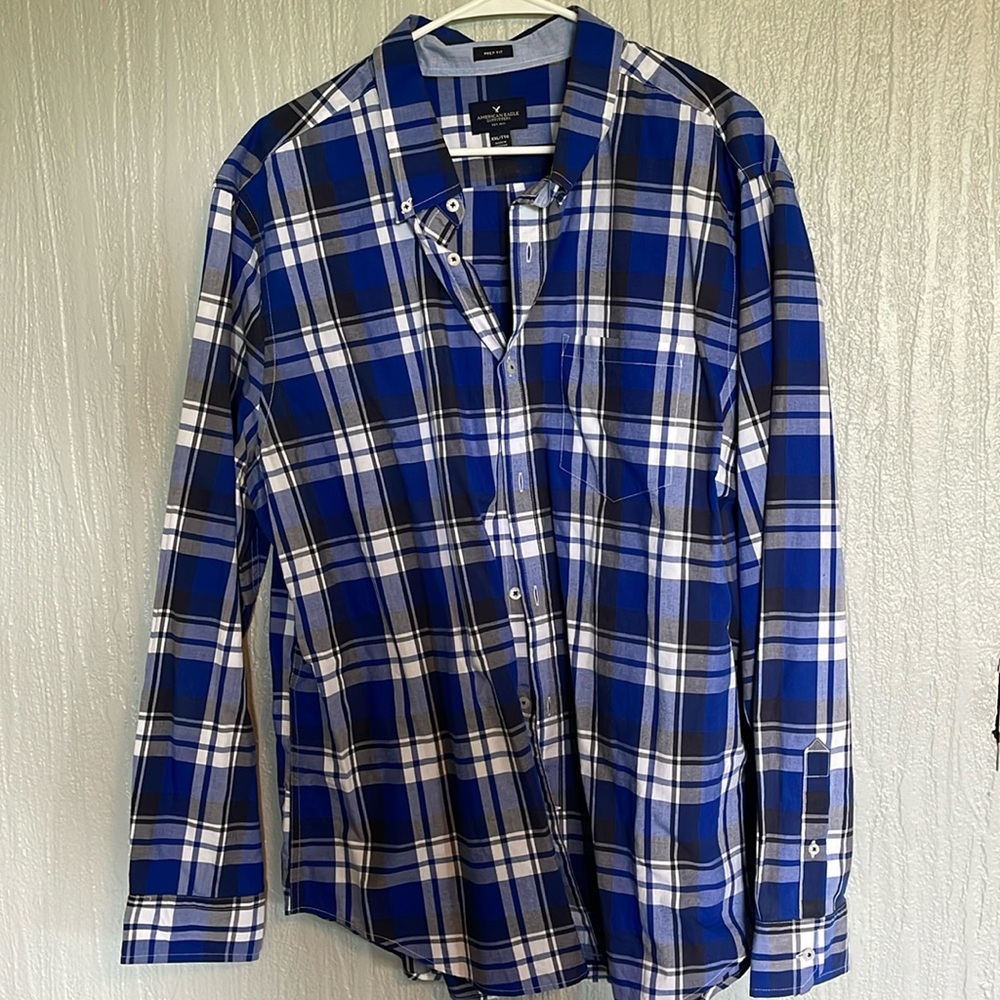 Men’s American Eagle Plaid Button Up Dress Shirt